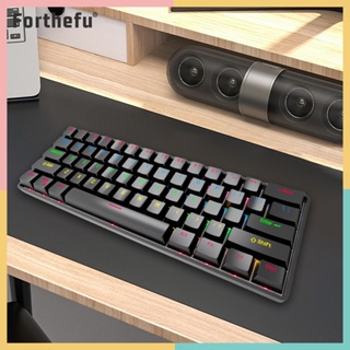 ★ Forthefu ★  คีย์บอร์ดไร้สาย 2.4G RGB 61 คีย์ เอฟเฟคไฟ 18 เอฟเฟค GK023 บลูทูธ สําหรับคอมพิวเตอร์ แล็ปท็อป