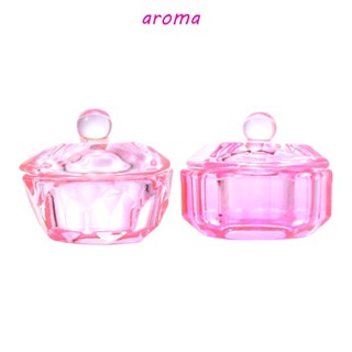 Aroma ถ้วยแก้วคริสตัล พร้อมฝาปิด สําหรับตกแต่งเล็บ