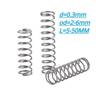 【XCF】สปริง ขนาดเล็ก SUS304 D0.3 มม. OD3 4 5 6 มม. ยาว 5-50 มม.