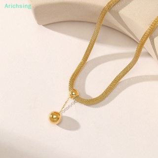 &lt;Arichsing&gt; สร้อยคอโช้คเกอร์ จี้ลูกปัดเหล็กไทเทเนียม สีทอง ไม่จางหาย สําหรับผู้หญิง ของขวัญ ปาร์ตี้ ลดราคา