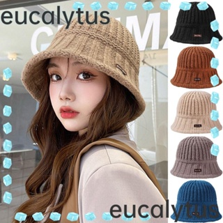 Eucalytus1 หมวกบักเก็ตถักโครเชต์ แบบนิ่ม ลายหัวกะโหลก แฟชั่นฤดูใบไม้ร่วง ฤดูหนาว