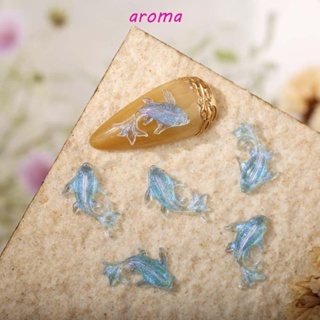 Aroma อุปกรณ์ตกแต่งเล็บ พลอยเทียมเรซิ่น กลิตเตอร์ รูปปลาทอง ขนาดเล็ก สําหรับตกแต่งเล็บ DIY