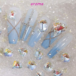 Aroma หินกลิตเตอร์ พลอยเทียม รูปหัวใจ ขนาดใหญ่ คุณภาพสูง สําหรับตกแต่งเล็บ DIY