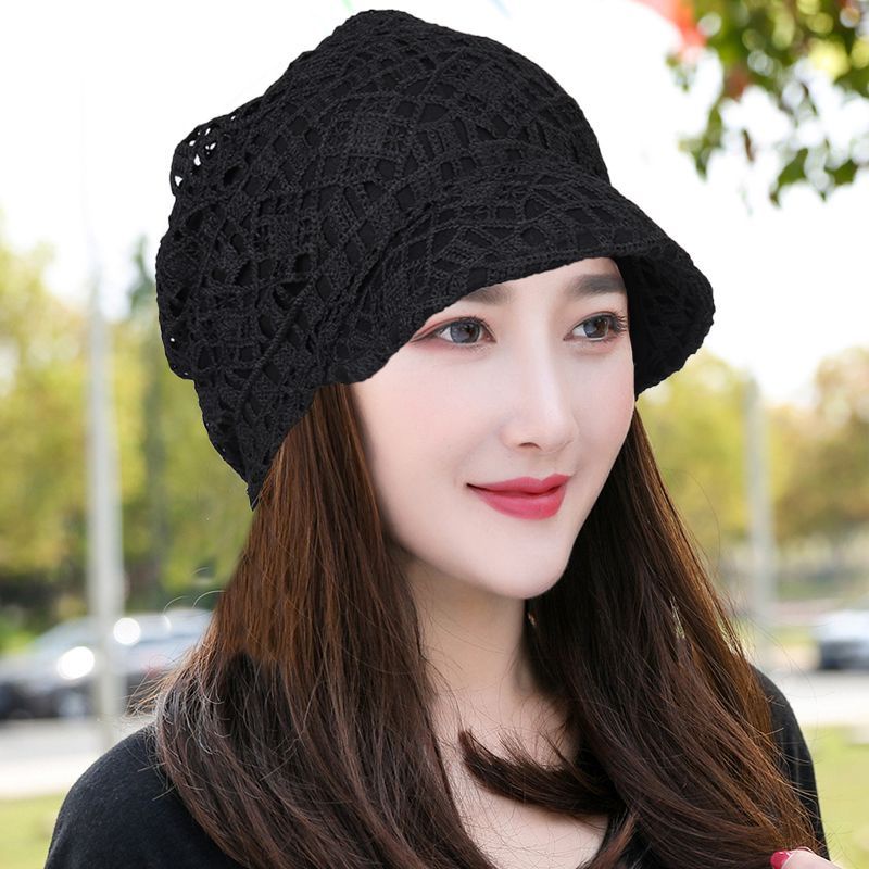 ฤดูใบไม้ผลิฤดูร้อน Double-Layer Hollow ดอกไม้ Soft-Brimed Peaked หมวกฤดูใบไม้ผลิฤดูใบไม้ร่วงหัวใหญ่เส้นรอบวง Pield HEAD หมวกหัวล้านฝาครอบผมสีขาวหมวกผู้หญิง ราคา ถูกที่สุด ดีลบีเคเค แกลเลอรีภาพที่ 2