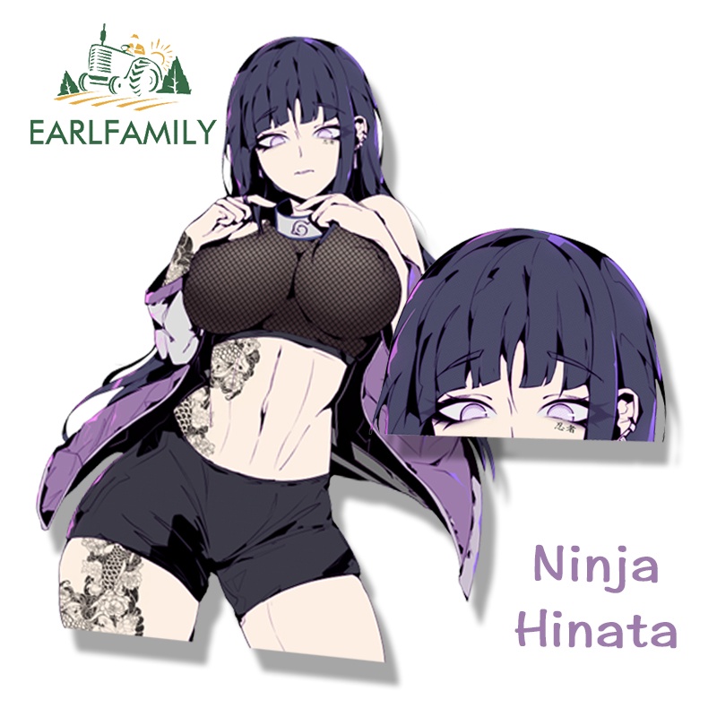 Earlfamily 13 ซม.สักนินจา Hinata Fanart รถสติกเกอร์อะนิเมะ Sketch Art Hyuuga Hinata Decal JDM การ์ตูน Peeker Graffiti สติกเกอร์