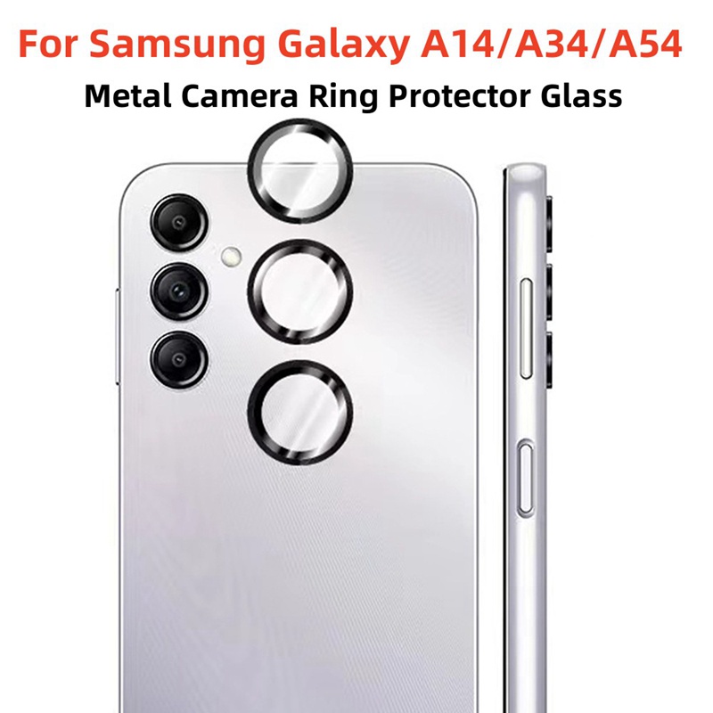 3 ชิ้น ตัวป้องกันเลนส์กล้อง สําหรับ Samsung Galaxy A14 5G A54 A34 ตัวป้องกันกล้อง โลหะ แหวน กระจกนิรภัย ฝาครอบป้องกัน