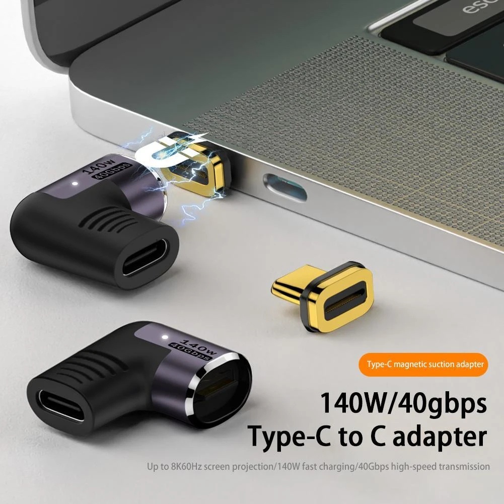 อะแดปเตอร์แปลงแม่เหล็ก 140W USB4.0 USB C เป็น Type C 40Gbps 8K@60Hz USB Type C PD