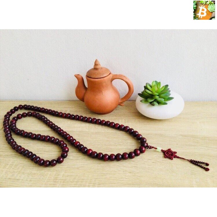 bitcoin สร้อยคอประคำไม้ยอป่า 10 มม. 108 เม็ด. .