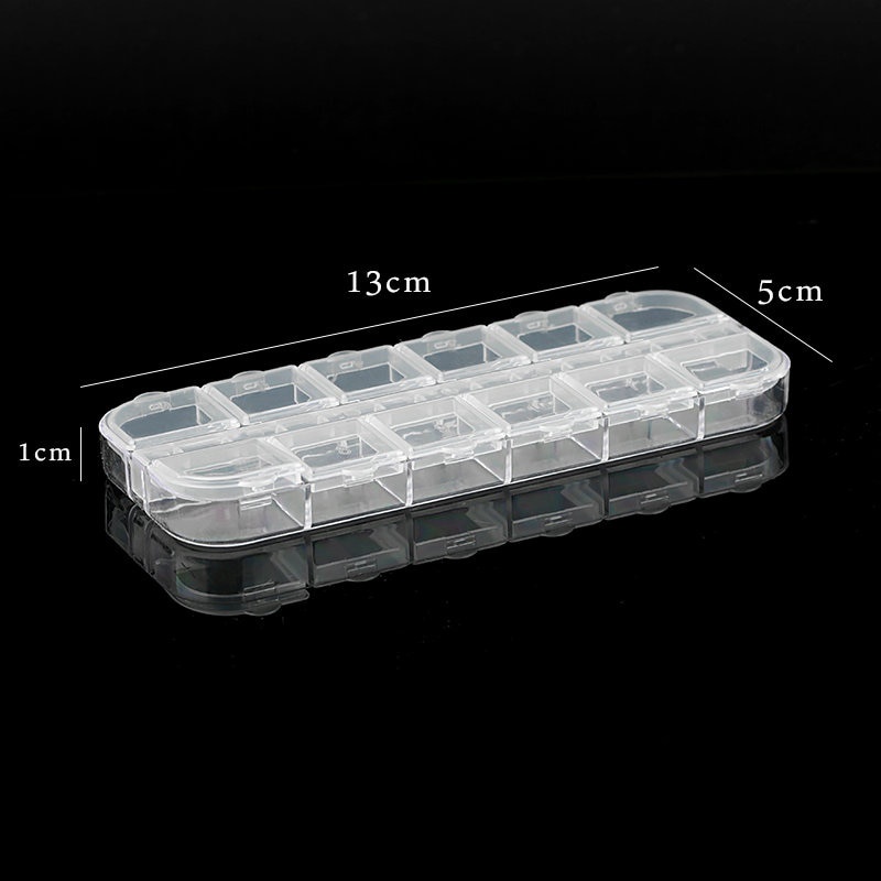 กล่องพลาสติก ทรงสี่เหลี่ยมผืนผ้า 13x5x1 ซม. 12 ช่อง ปรับได้ สําหรับเก็บเครื่องประดับ ต่างหู ลูกปัด