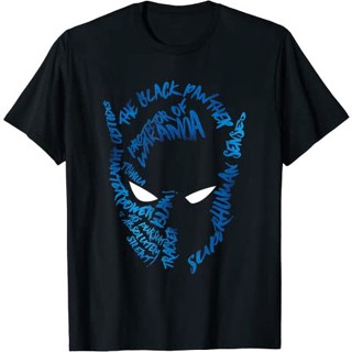 Baju Kaos เสื้อยืดแขนสั้น ผ้าฝ้าย 100% พิมพ์ลาย Marvel Black Panther Silhouette Mask แฟชั่น สําหรับผู้ชาย ผู้หญิง