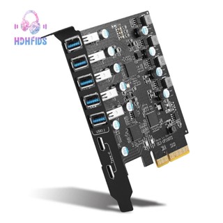 อะแดปเตอร์การ์ดขยาย PCI-E เป็น USB 3.2 Type PCIE 7 พอร์ต Gen 2 พร้อมแบนด์วิดท์ 20 Gbps สําหรับเดสก์ท็อป