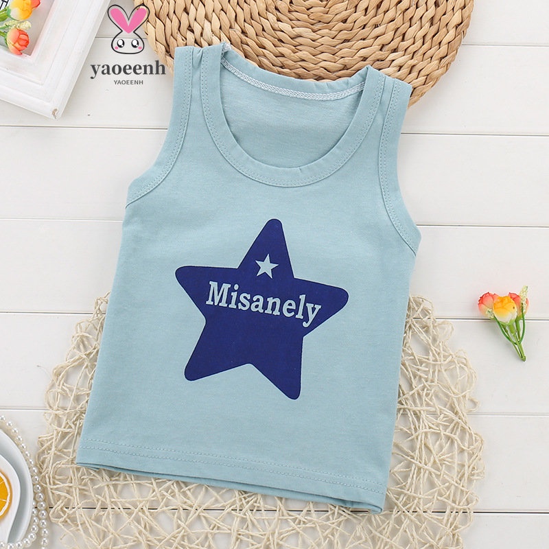 【YAOEENH】พร้อมส่ง เสื้อกั๊กแขนกุด ผ้าฝ้าย ระบายอากาศ ขนาดเล็ก 73-130 ซม. สําหรับเด็กผู้ชาย และเด็กผู้หญิง 2 ชิ้น