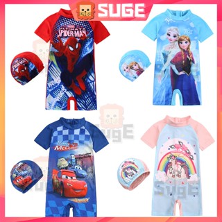 【Suge】ชุดว่ายน้ํา คอสเพลย์ การ์ตูนเจ้าหญิงเอลซ่า ไอรอนแมน สไปเดอร์แมน วันพีช สําหรับเด็กผู้ชาย เด็กผู้หญิง