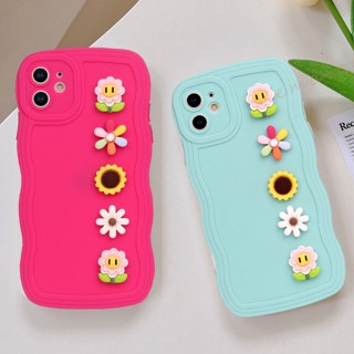 เคสโทรศัพท์มือถือ ซิลิโคนนุ่ม ใส ลายดอกไม้หน้ายิ้ม 3D สําหรับ iPhone 11 12 13 14 Pro MAX Plus Mini X XR XS MAX 6 S 7 8 Plus SE 2020 11Pro 12pro 13Pro