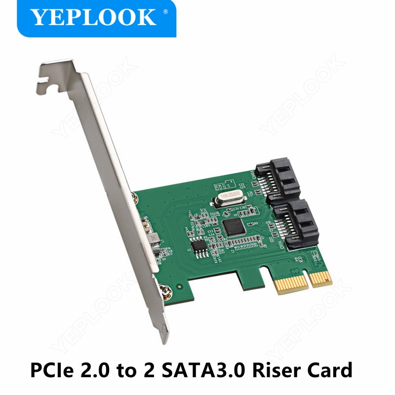 PCIe 2.0 x1 ถึง 2 SATA3.0 6Gbps PCI-E SATA III การ์ดขยาย Riser การ์ดอะแดปเตอร์แปลง ASM1061 ชิปเซ็ตสํ