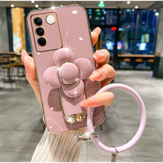 เคสโทรศัพท์มือถือ ขอบตรง ลายกังหันลม พร้อมขาตั้ง แฟชั่น สําหรับ vivo V27 V27e V25 V25e V23 V21 V21e V23e V20 V20 Pro V20 SE