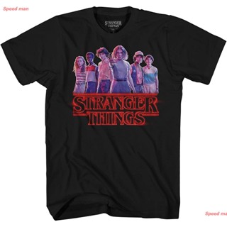 Speed man ผู้ชายและผู้หญิง Stranger Things Group Cast Eleven Logo Adult T-Shirt topเสื้อยืดแขนสั้นสไตล์สตรีท