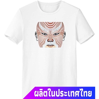 QGแขนสั้นcrew neckโอเปร่าปักกิ่ง หน้ากาก องค์ประกอบจีน Peking Opera Head Colorful Weishuihe T-Shirt Workwear Pocket Shor