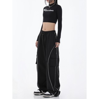 New ✨ 💕 Y2K กางเกงวอร์ม. กางเกงลำลอง ชุดเอี๊ยม อเมริกันเรโทร Sports Pants