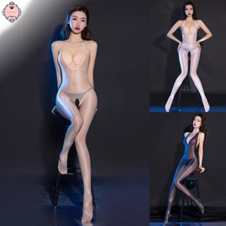 Women Oil Shiny Glossy Pantyhose Bodysuit Jumpsuit Body Stockings Lingerie Sheer