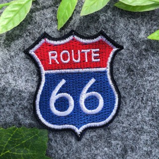 อาร์มป้าย Route 66 ตกแต่งเสื้อผ้าและกระเป๋า (7*6 cm.)