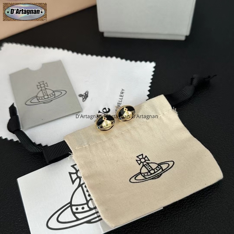 {พร้อมส่ง} Vivienne ใหม่ ต่างหูเข็มเงิน 925 ชุบทอง ทรงกลม 1x1.8 ซม. คุณภาพสูง สไตล์เกาหลีเรโทร แฟชั่นสําหรับผู้หญิง A1489 2023A1490