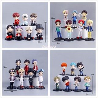 ตุ๊กตาฟิกเกอร์ BTS Action Figure Q Version Bt21 Mcdonalds Kpop Peripheral ของเล่นสําหรับเด็ก 7 ชิ้น ต่อชุด