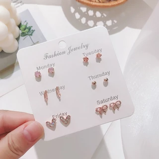 ส่งของทุกวันในไทย🧸 ต่างหู น่ารัก มินิมอล พร้อมส่ง ต่างหูเซ็ทละ 6 คู่ แฟชั่น เครื่องประดับสำหรับผู้หญิง