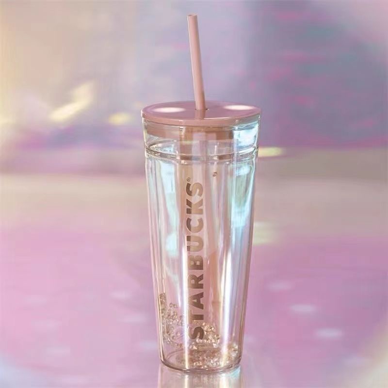 Starbucks แก้วน้ําสองชั้น จุของได้เยอะ ลายเพชร สีชมพู สีเทา สําหรับวันวาเลนไทน์