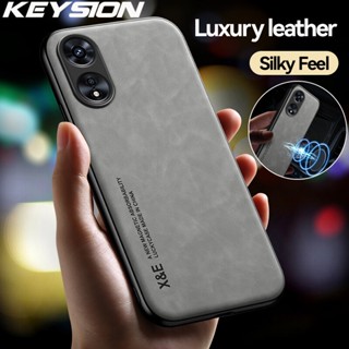 Keysion เคสโทรศัพท์หนัง ซิลิโคน กันกระแทก ปิดด้านหลัง หรูหรา สําหรับ OPPO A17 A17K A57 A77 A57S A77S 4G Reno8 T 4G 5G