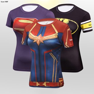 เสื้อยืด พิมพ์ลาย Marvel 3 มิติ แบบแห้งเร็ว เหมาะกับใส่ออกกําลังกาย วิ่ง สําหรับเด็ก