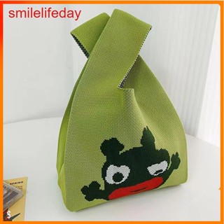 Little Green Demons สายรัดข้อมือนำกลับมาใช้ใหม่กระเป๋าถือผู้หญิงถักกระเป๋าถือกระเป๋าช้อปปิ้งกระเป๋าถือสาวทำด้วยมือ