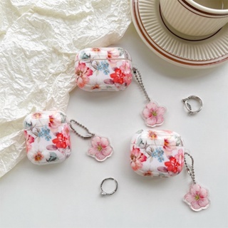 เคสหูฟังบลูทูธไร้สาย tpu นิ่ม ลายดอกไม้สีน้ํา พร้อมจี้ สําหรับ airpods pro 1 2 3 pro 2 2022