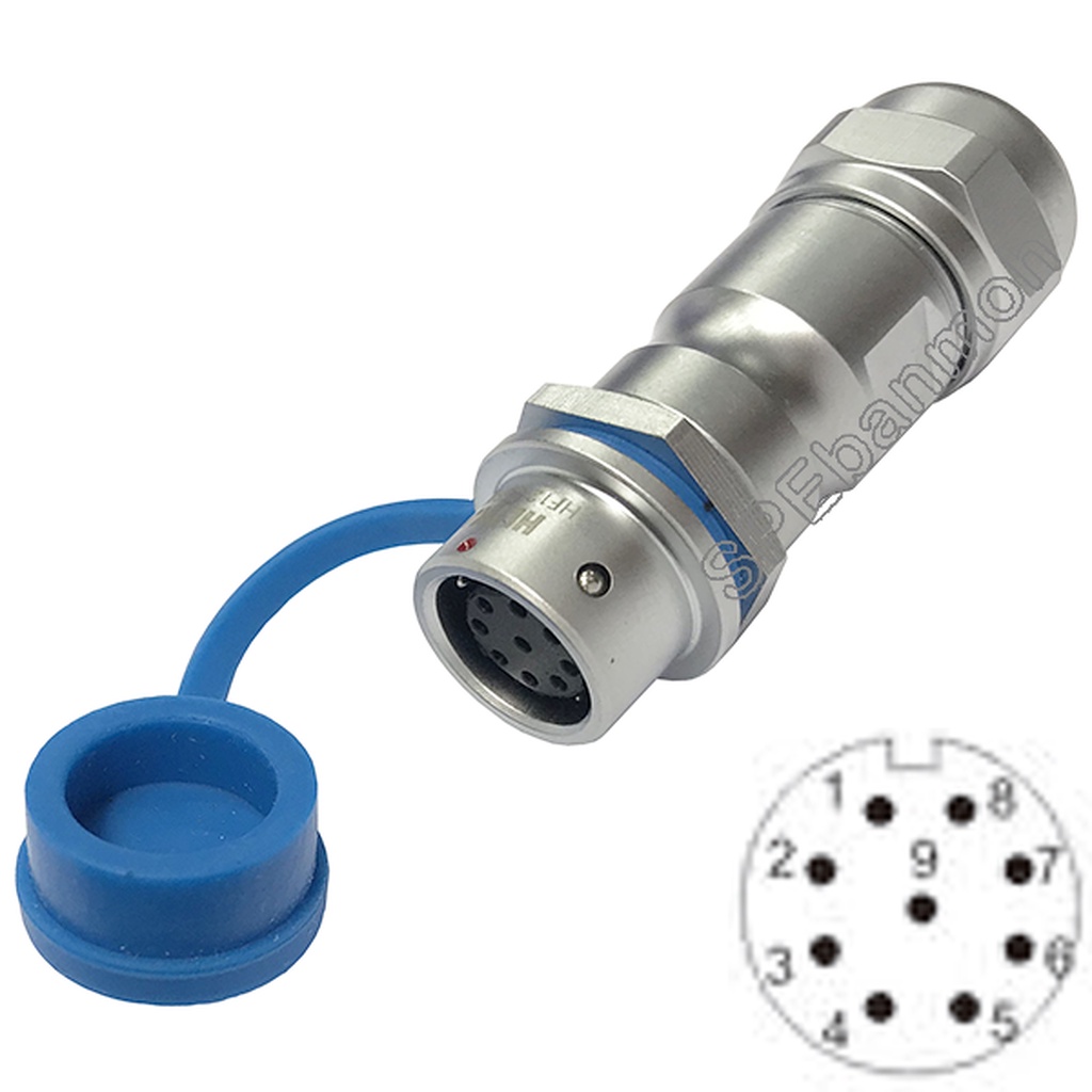 HF12-FWB-09-ปลั๊กเหล็ก 12มิล 9พิน