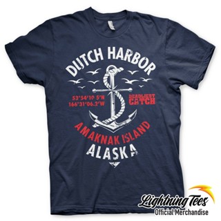 NEXคอลูกเรือเสื้อยืด พิมพ์ลาย Deadliest Catch Dutch Harbor Alaska สีกรมท่า แฟชั่นสําหรับผู้ชายS-5XL