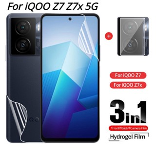 3in1 ฟิล์มไฮโดรเจลนิ่ม กันรอยหน้าจอกล้อง ด้านหลัง สําหรับ iQOO Z7 Z7x 5G iq00 2023