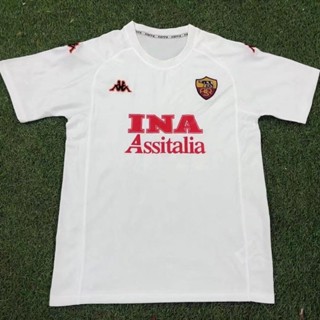 เสื้อกีฬาแขนสั้น ลายทีมชาติฟุตบอล Roma Home และ Away 00-01 สไตล์วินเทจ แห้งเร็ว สําหรับผู้ชาย ไซซ์ S-XXL