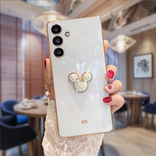 เคสโทรศัพท์มือถือชุบไฟฟ้า แบบนิ่ม ลายหมีน่ารัก สีชมพู สีเขียว สําหรับ Samsung Galaxy A24 LTE M54 5G 4G 2023 A24 A24