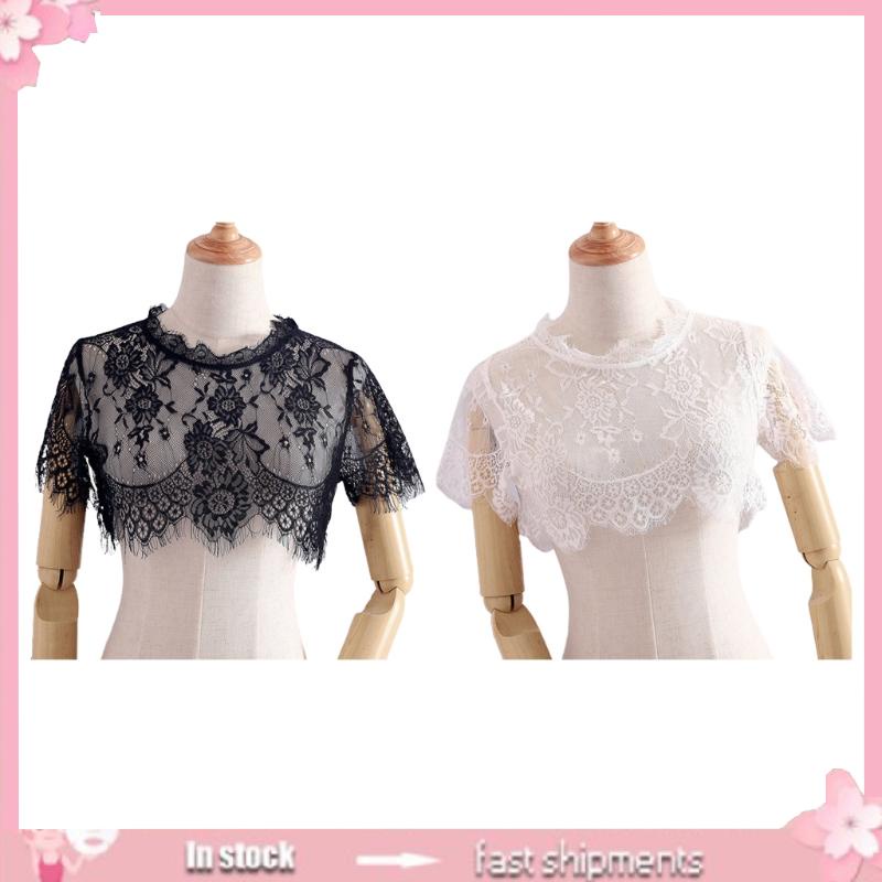 Yoioi ปลอกคอลูกไม้ ปักลาย ถอดออกได้ สําหรับคลุมไหล่ สร้อยคอ เสื้อเบลาส์