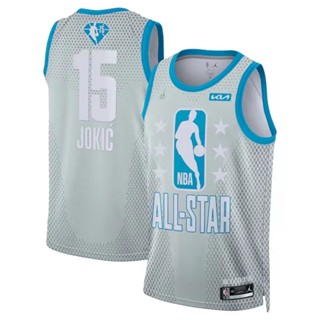 เสื้อกีฬา NBA All Star Nuggets Denver Motion 2022 #เสื้อกีฬาแขนสั้น ลายทีม Nikola Jokic 75Th 15 สีแดง สีเทา 867693