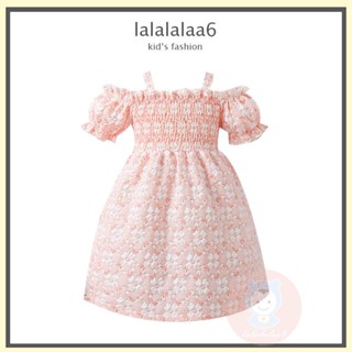 Laa6 ชุดเดรส ทรงเอ แขนสั้น จับจีบ ลายดอกไม้ ฤดูร้อน สําหรับเด็กผู้หญิง งานเลี้ยงวันเกิด