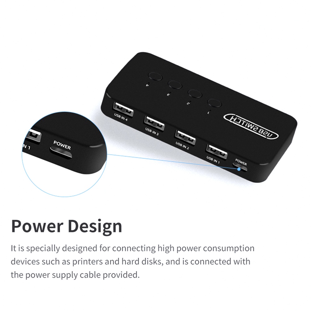 อะแดปเตอร์ฮับควบคุม USB KVM USB2.0 4 อินพุต 4 เอาท์พุต สําหรับแล็ปท็อป คอมพิวเตอร์ เครื่องพิมพ์ คีย์บอร์ด เมาส์ มอนิเตอร์