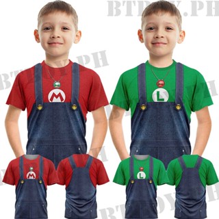 เสื้อยืดแขนสั้น พิมพ์ลาย Super Mario Bros สําหรับเด็กผู้ชาย และเด็กผู้หญิง อายุ 3-14 ปี เหมาะกับงานปาร์ตี้