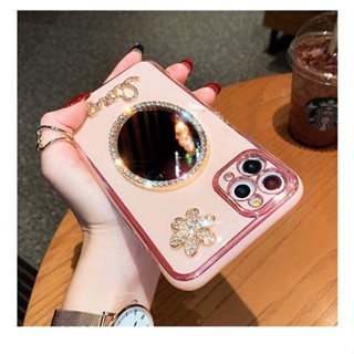 เคสโทรศัพท์มือถือนิ่ม วิบวับ ประดับเพชร พร้อมกระจก สําหรับ Realme C55 C53 C35 C33 C31 C30 C30s C21y C25y C25 C25s C20 C17 C15 C12 C11 2021 7i Narzo 50a 50i Prime 20 30a