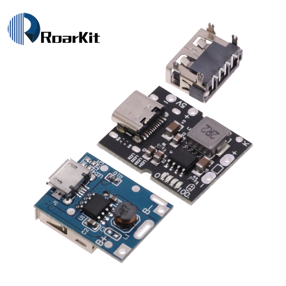 Type-C / Micro USB 5V 1A 2A Boost Converter แบตเตอรี่ลิเธียม Step-Up Power Module Mobile Power Bank พร้อมตัวบ่งชี้ LED ป้องกัน