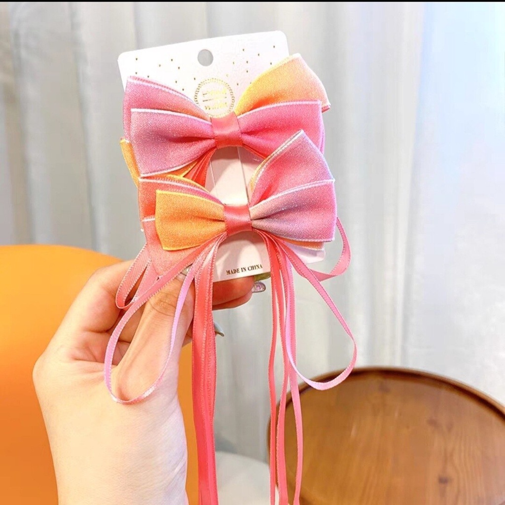 ใหม่ กิ๊บติดผม ประดับโบว์ ไล่โทนสี สไตล์จีน น่ารัก สําหรับเด็กผู้หญิง 2 ชิ้น - รูปที่ 3