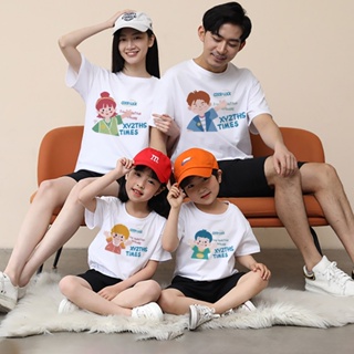 เสื้อยืด พิมพ์ลายการ์ตูน Dad Mom Boys Girls น่ารัก สําหรับครอบครัว พ่อ แม่ เด็ก ผู้ใหญ่ ปาร์ตี้