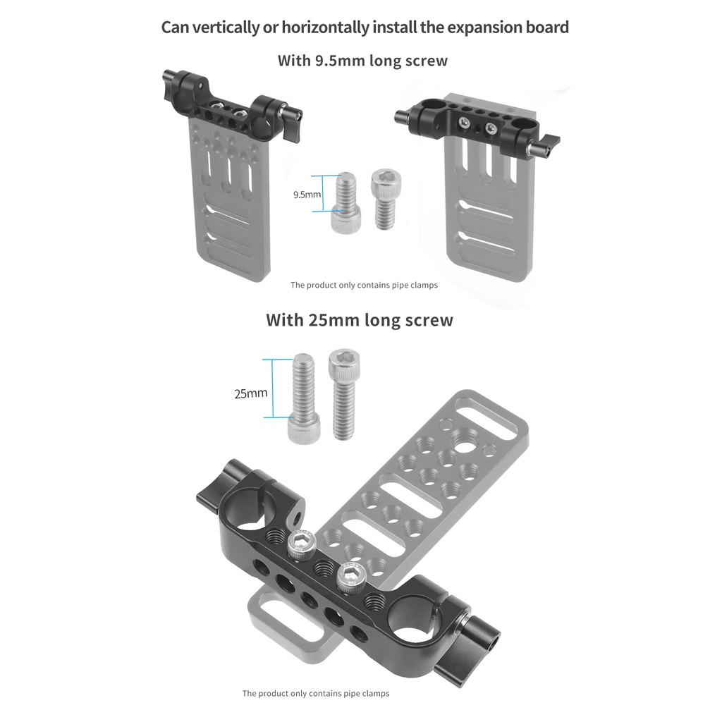 FEICHAO อลูมิเนียม 1/4 หลุมสกรู Dual 15 มม.Clamp Trackblock สําหรับกล้อง DSLR ไหล่สนับสนุนระบบสําหรับติดตามโฟกัส - รูปที่ 3