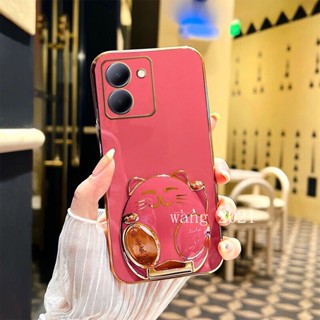 พร้อมส่ง เคสโทรศัพท์มือถือแบบนิ่ม ลายแมวน่ารัก หรูหรา พร้อมขาตั้ง คุณภาพสูง สําหรับ VIVO Y36 5G 4G 2023 Y36 4G 5G