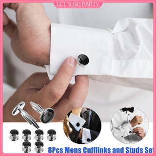 8pcs Mens Cufflinks and Studs Set Tuxedo Shirts Classic Match Shirt Accessories for Business Wedding Formal Suit